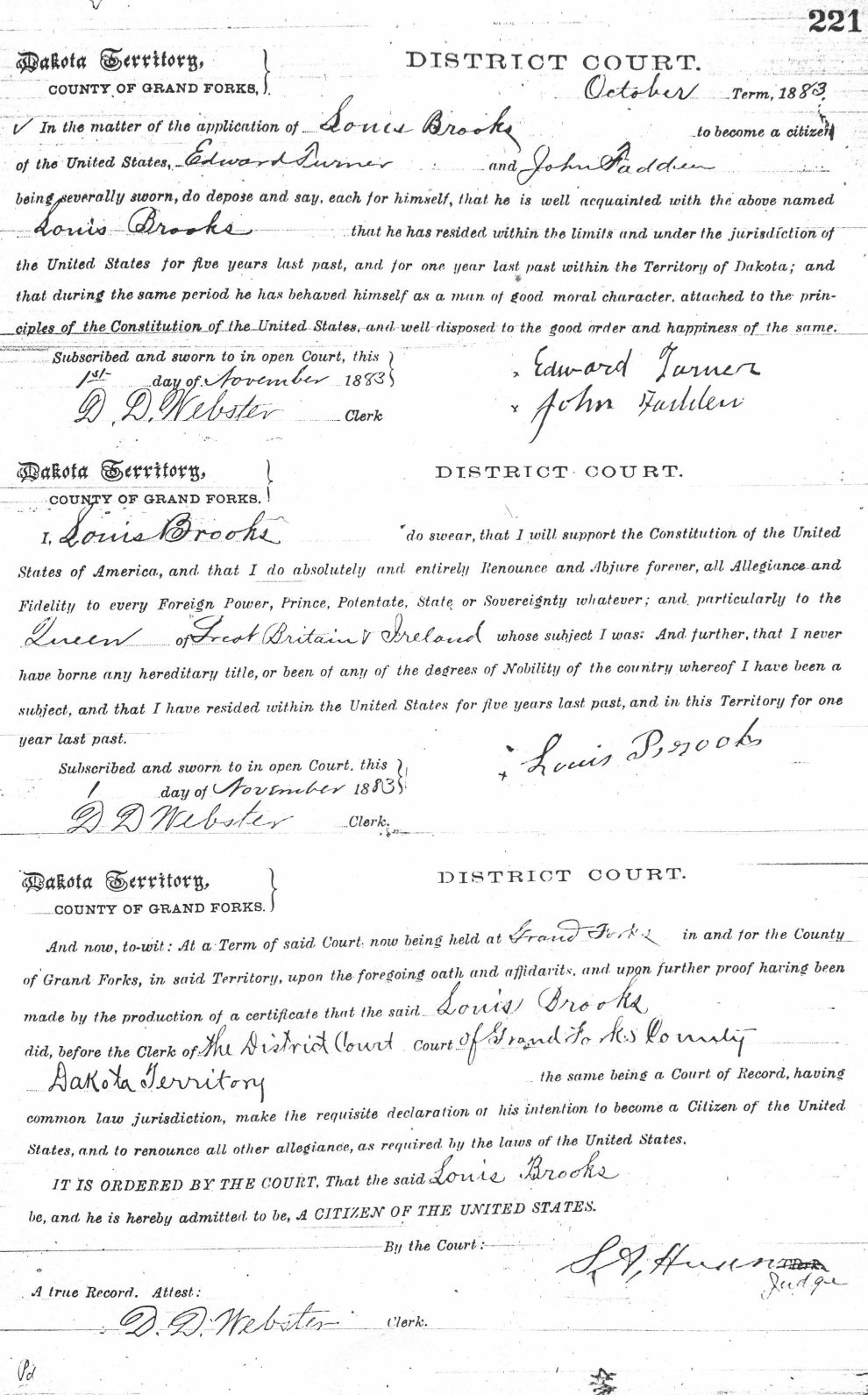  Louis Brooks 2nd and final filing for US Naturalization